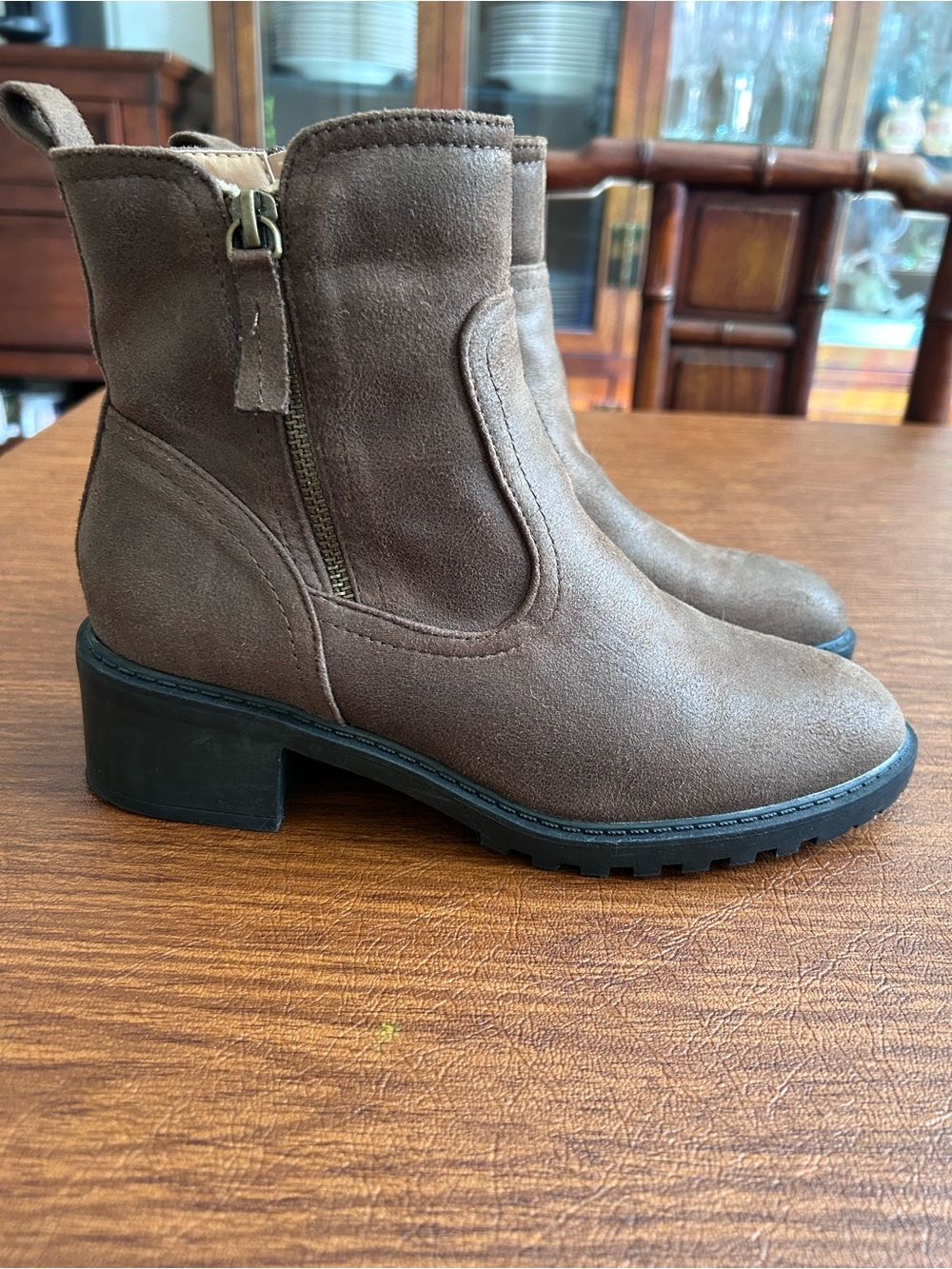 Journee Collection Women's Brown  Ankle Boots with Low Block Heel